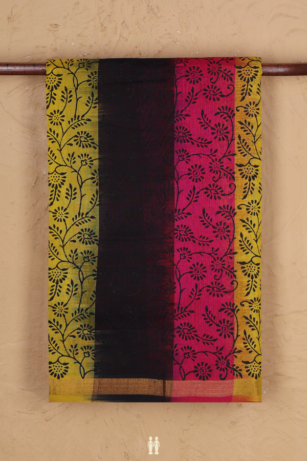 Traditional Silk Cotton Saree In Multicolor With Printed Design