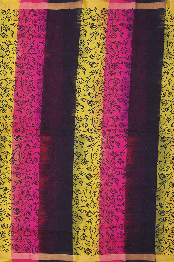 Traditional Silk Cotton Saree In Multicolor With Printed Design