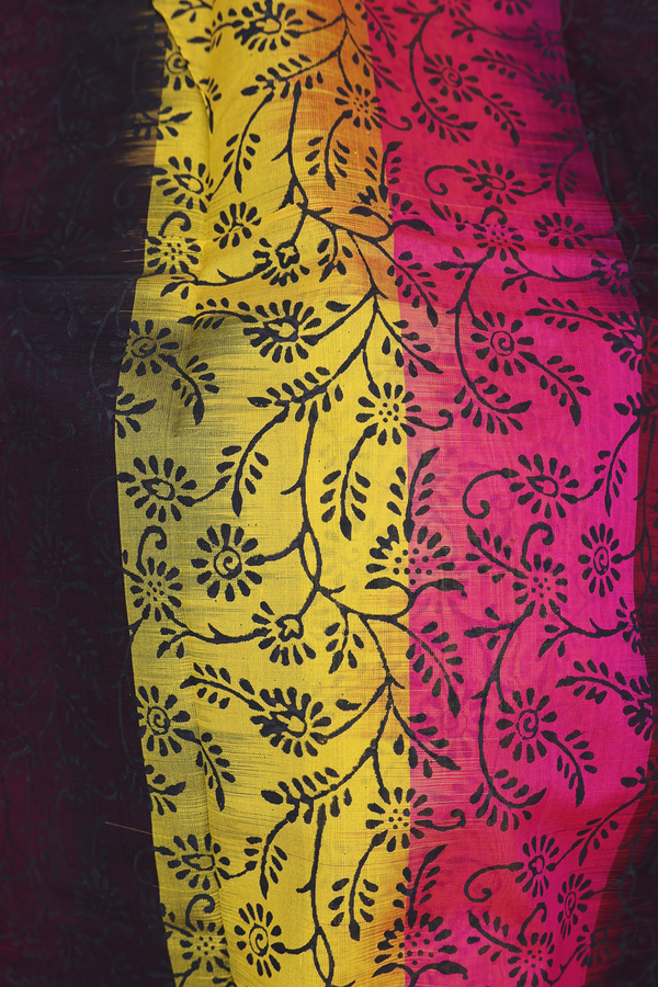 Traditional Silk Cotton Saree In Multicolor With Printed Design