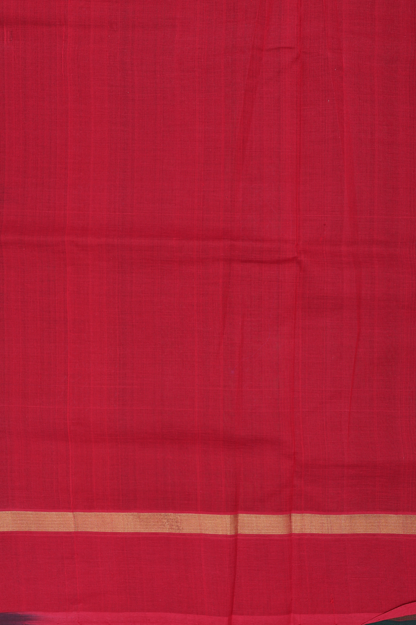 Traditional Silk Cotton Saree In Dark Green With Kolam Motifs