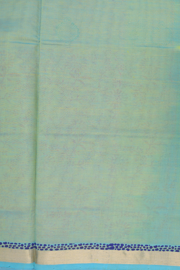 Traditional Silk Cotton Saree In Yellow With Half And Half
