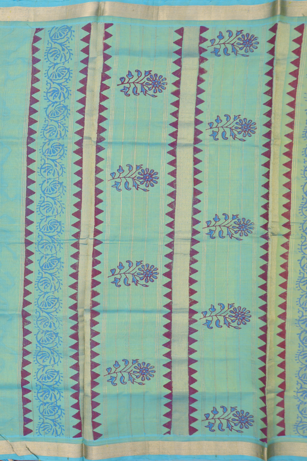Traditional Silk Cotton Saree In Yellow With Floral Buttas