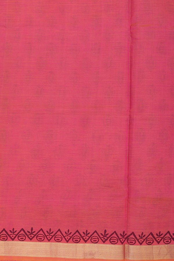 Traditional Silk Cotton Saree In Magenta With Printed Buttas