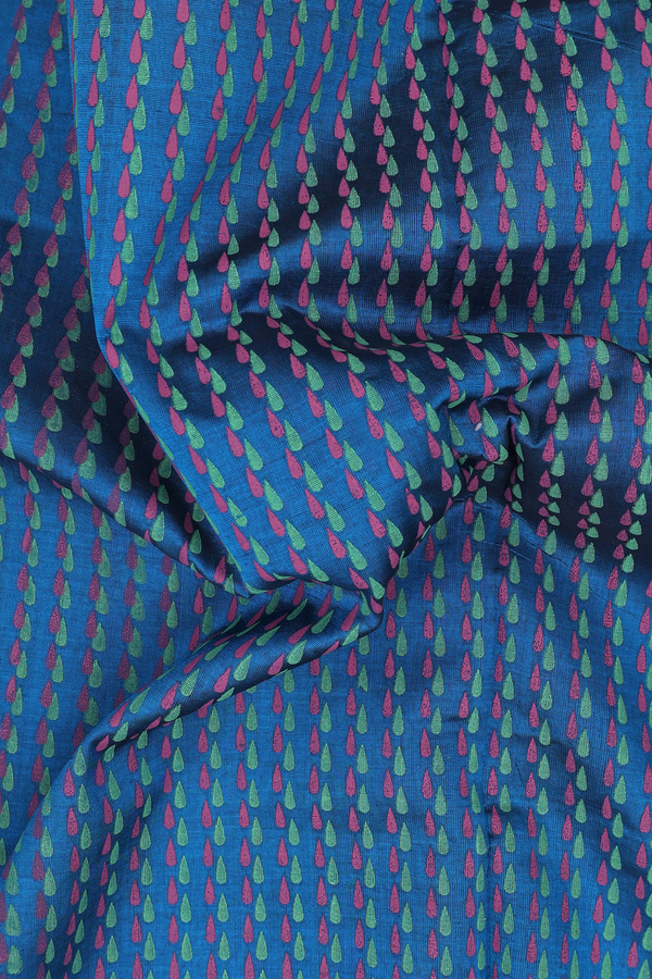 Traditional Silk Cotton Saree Teal Blue With Printed Design