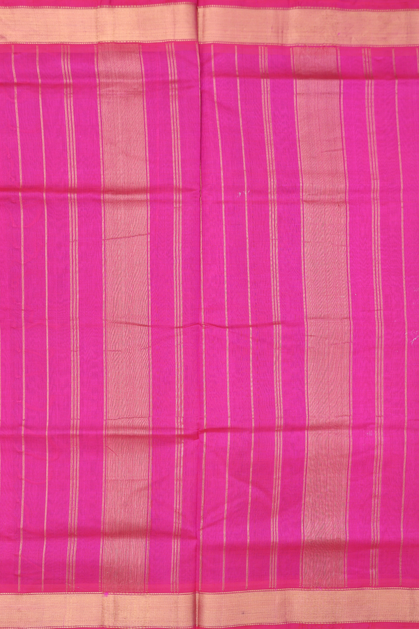 Traditional Silk Cotton Saree In Blue With Floral Design