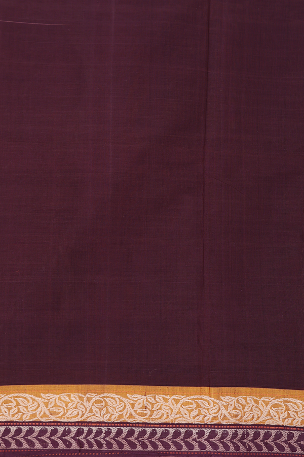 Coimbatore Cotton Saree In Dusty Mulberry With Floral Motifs