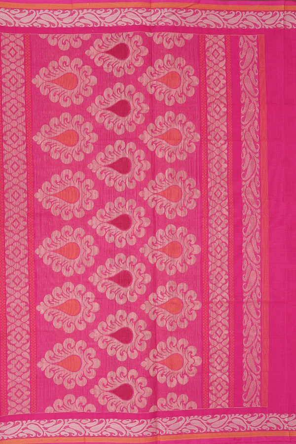 Coimbatore Cotton Saree In Rani Pink With Floral Buttas