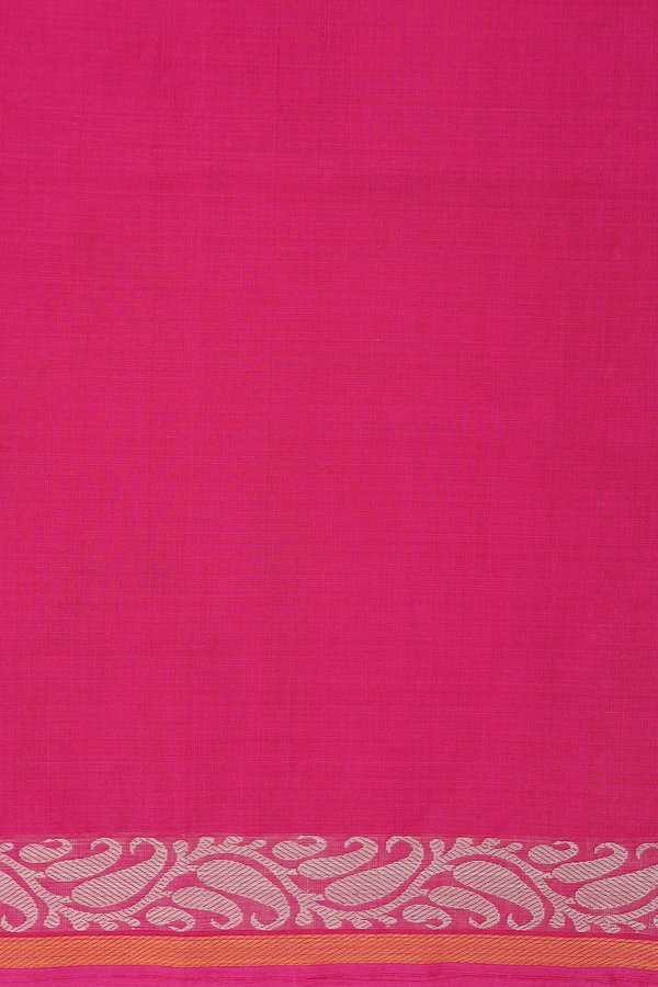 Coimbatore Cotton Saree In Rani Pink With Floral Buttas