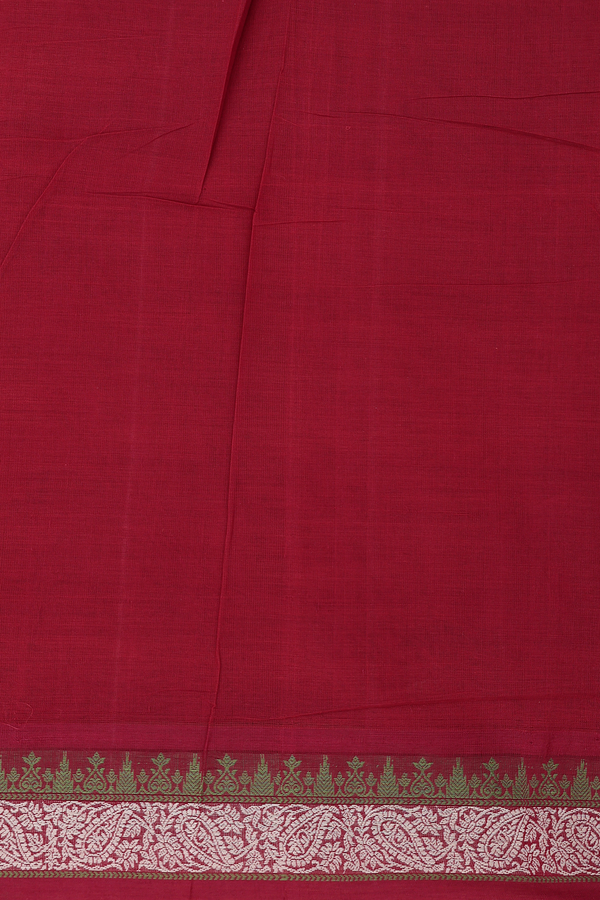 Coimbatore Cotton Saree In Saddle Brown With Threadwork Buttas