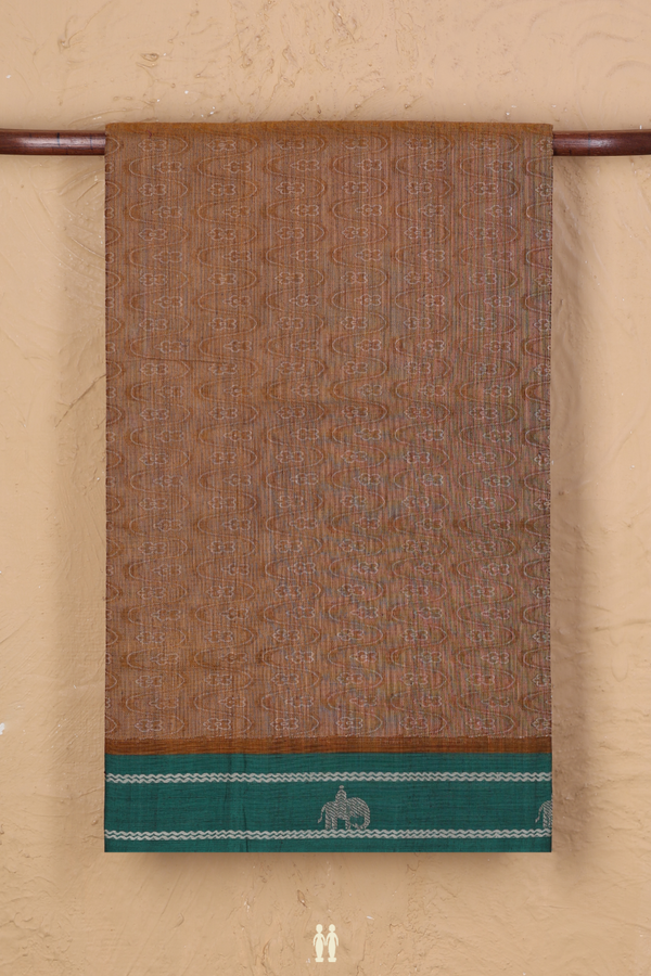 Coimbatore Cotton Saree In Golden Brown With Allover Design