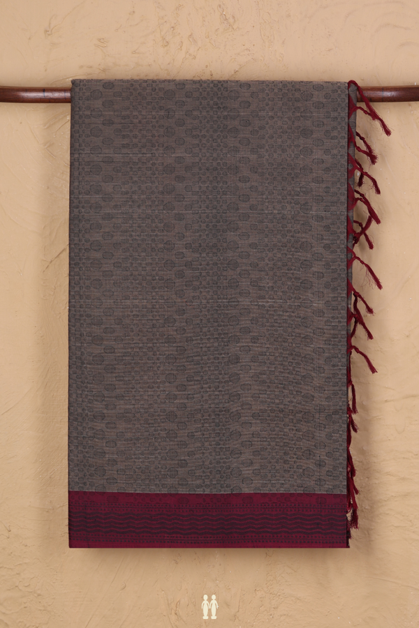 Coimbatore Cotton Saree In Grey With Allover Design