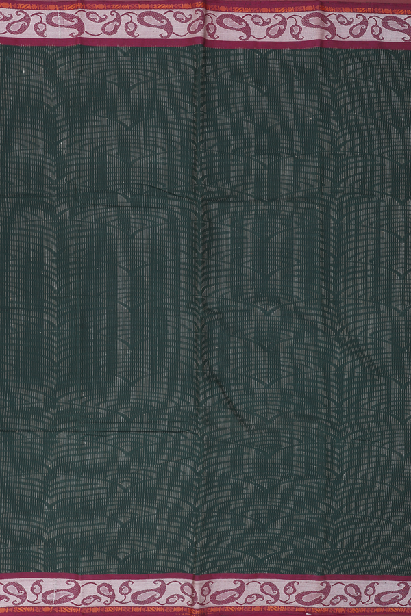Coimbatore Cotton Saree In Dark Green With Threadwork Design