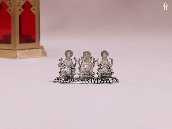 Lakshmi, Ganesha And Saraswathi Pure Silver Idol