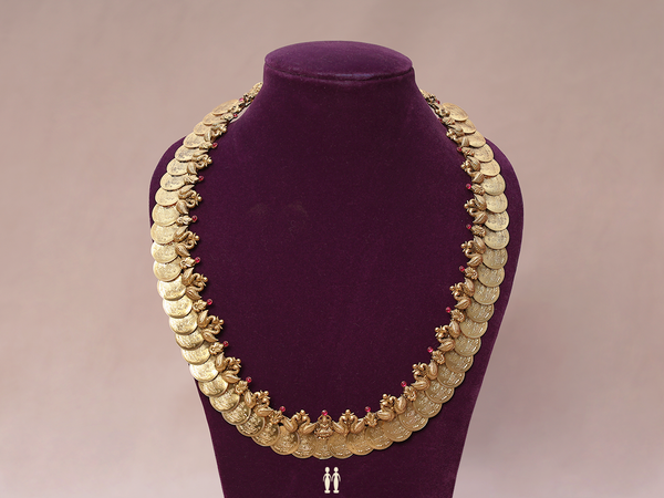 Lakshmi Kasu Malai Gold Plated Pure Silver Necklace