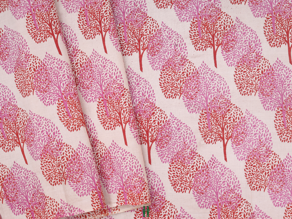 Leaf Printed Design Beige Cotton Blouse Material