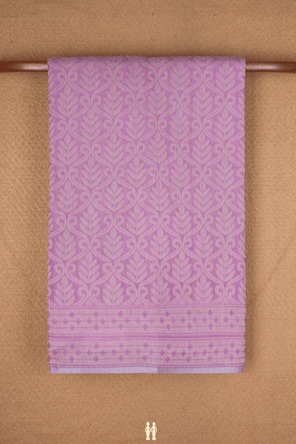Leaf Printed Design Dusty Purple Bengal Cotton Saree