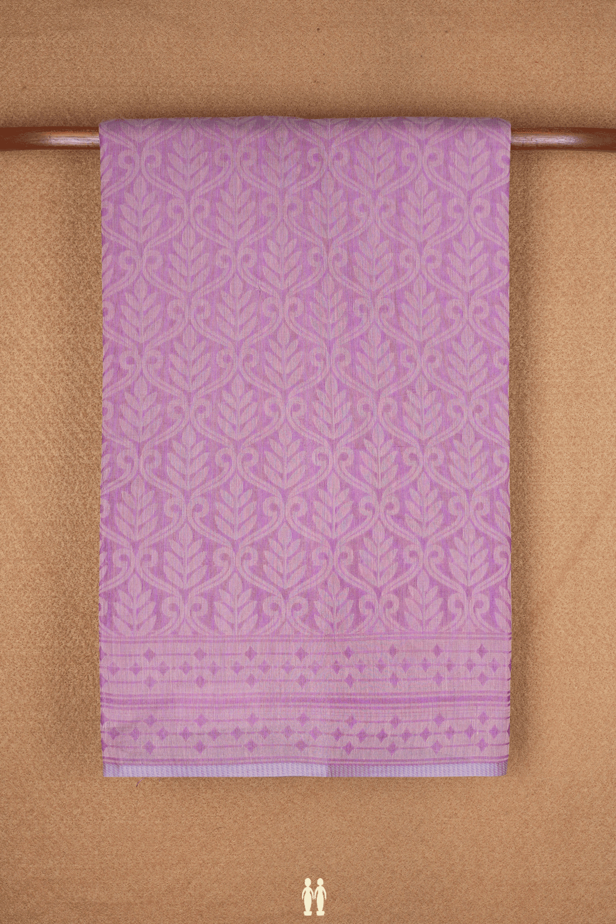 Leaf Printed Design Dusty Purple Bengal Cotton Saree