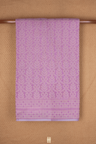 Leaf Printed Design Dusty Purple Bengal Cotton Saree