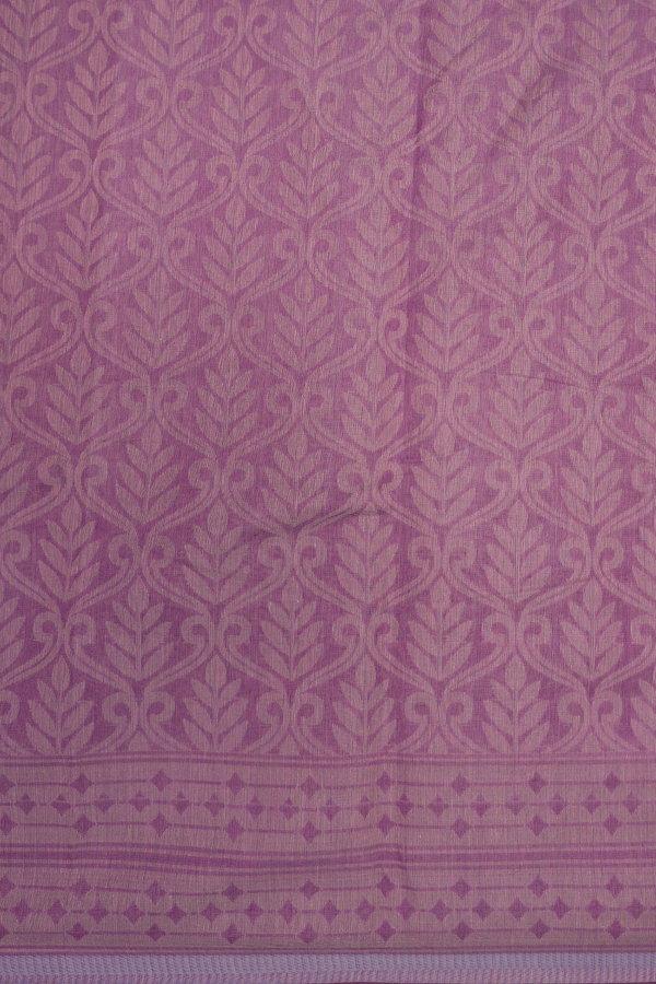 Leaf Printed Design Dusty Purple Bengal Cotton Saree
