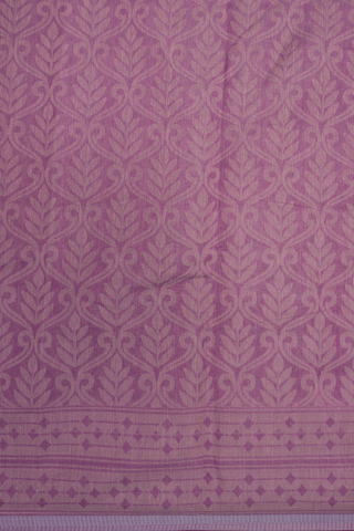 Leaf Printed Design Dusty Purple Bengal Cotton Saree