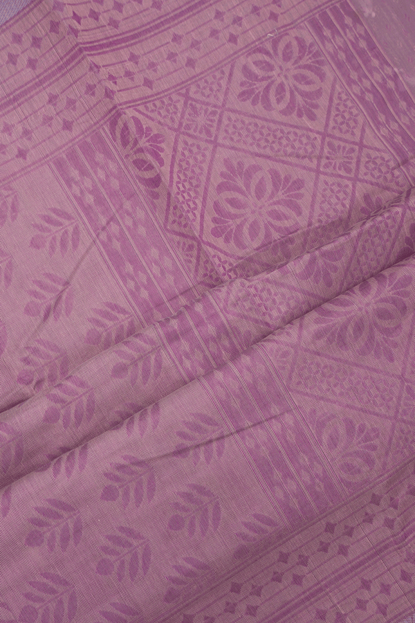 Leaf Printed Design Dusty Purple Bengal Cotton Saree