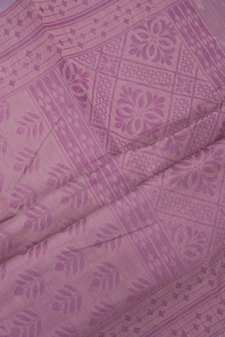 Leaf Printed Design Dusty Purple Bengal Cotton Saree