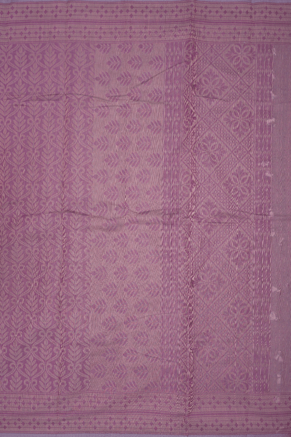 Leaf Printed Design Dusty Purple Bengal Cotton Saree