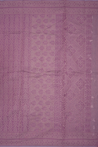 Leaf Printed Design Dusty Purple Bengal Cotton Saree
