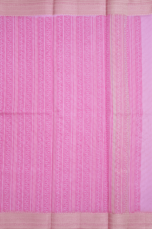 Leaf Printed Design Pastel Pink Kota Cotton Saree