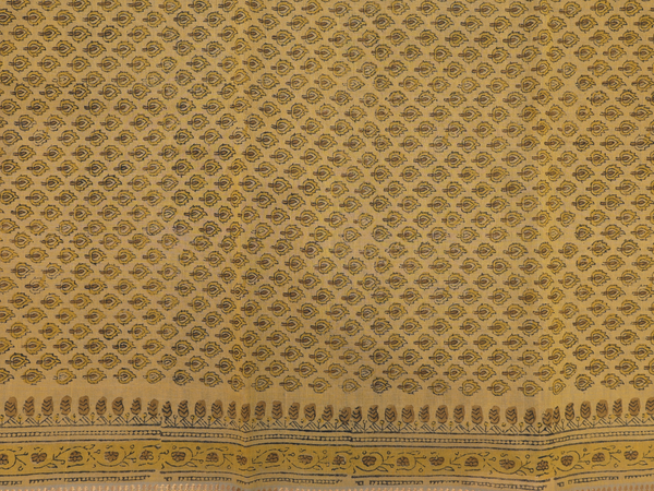 Leaf Printed Golden Brown Mangalagiri Cotton Salwar Material