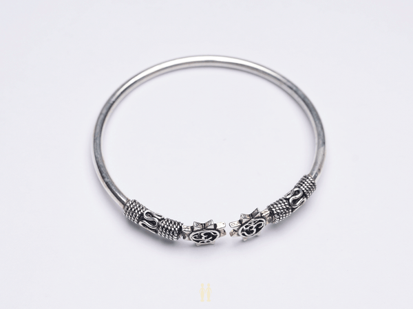 Light Weight Oxidized Adjustable Pure Silver Kada