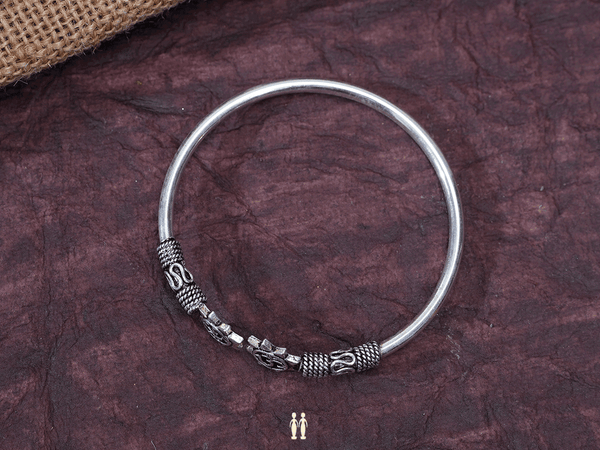 Light Weight Oxidized Adjustable Pure Silver Kada