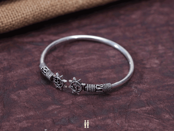 Light Weight Oxidized Adjustable Pure Silver Kada
