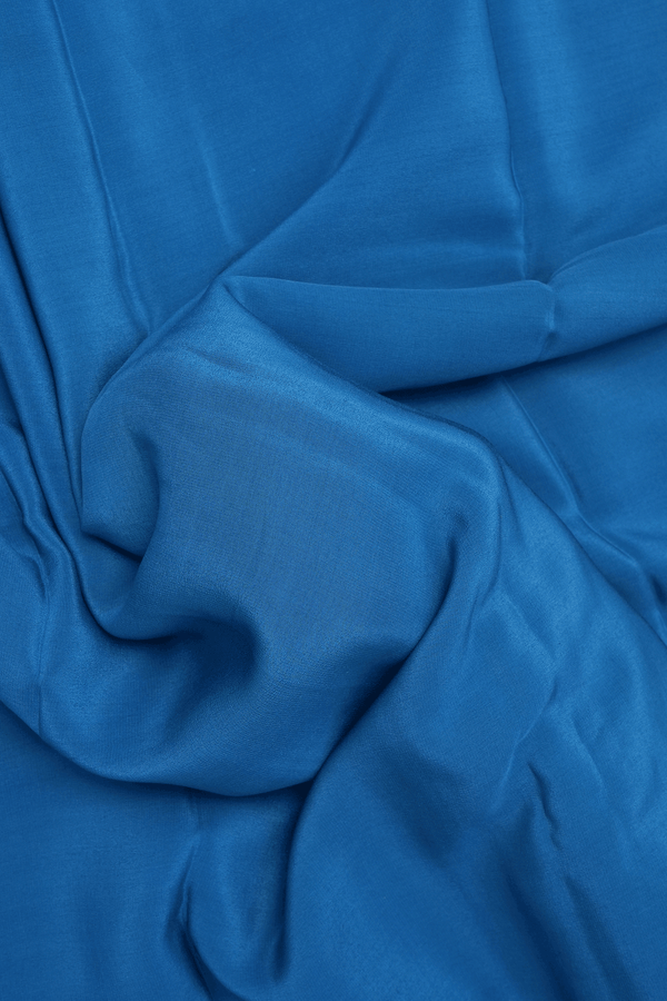 Light Weight Plain Cobalt Blue Crepe Saree