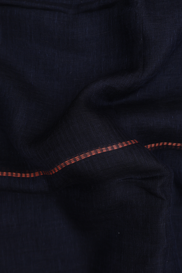 Linen Saree In Black With Stripes Design