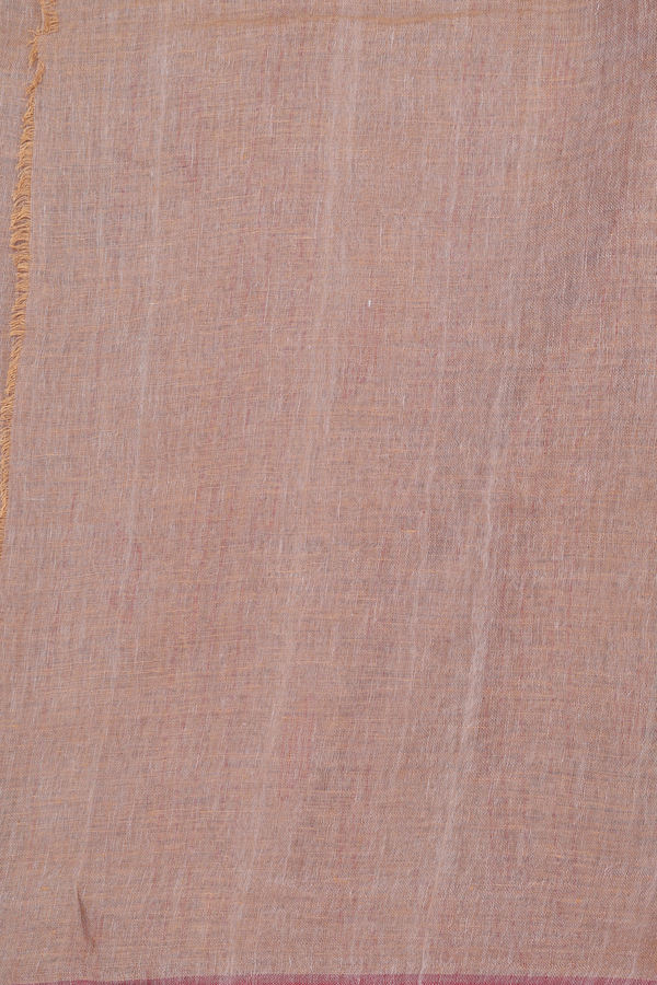 Linen Saree In Brown With Plain