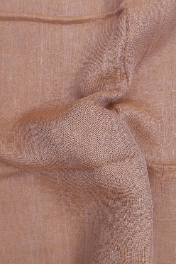Linen Saree In Brown With Plain