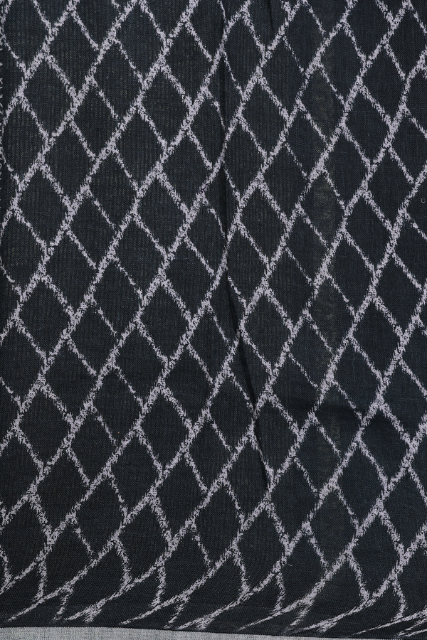 Linen Saree In Charcoal Grey With Printed Design