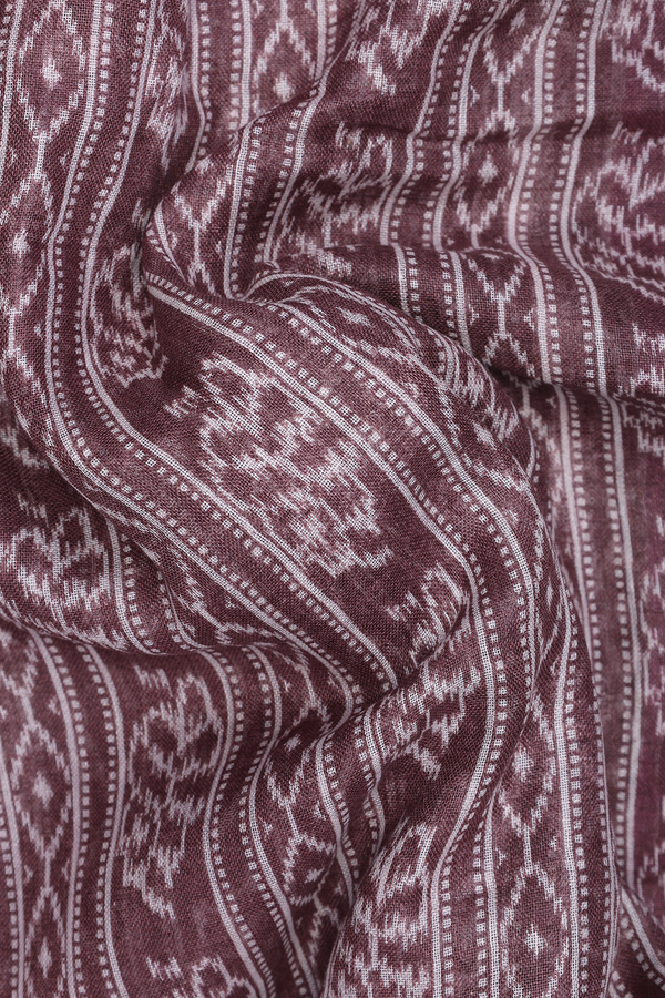 Linen Saree In Cocoa Brown With Stripes Design