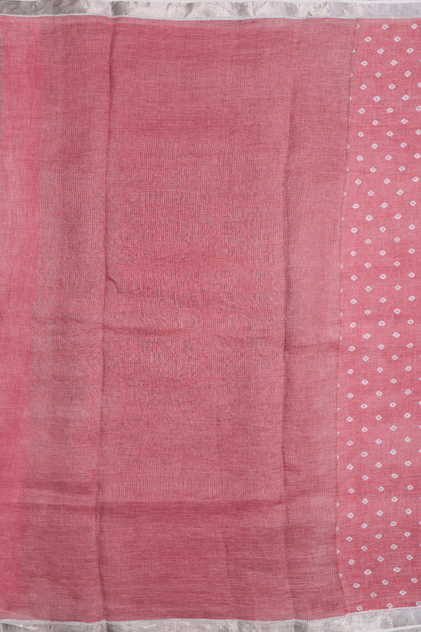 Linen Saree In Dusty Pink With Printed Buttas