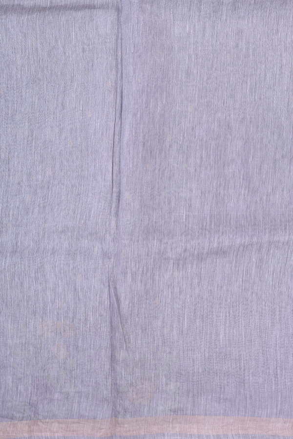 Linen Saree In Grey With Threadwork Buttas