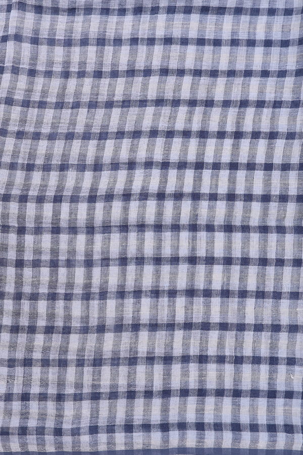 Linen Saree In Light Grey With Stripes Design