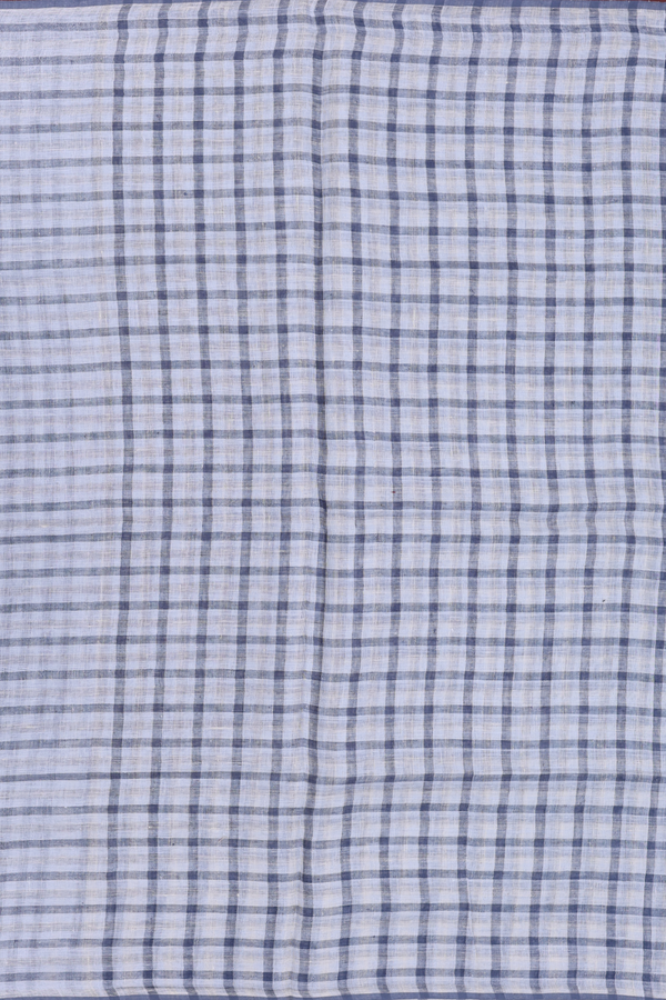 Linen Saree In Light Grey With Stripes Design