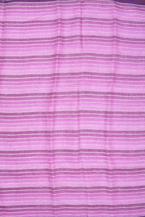 Linen Saree In Pink And Purple With Stripes Design