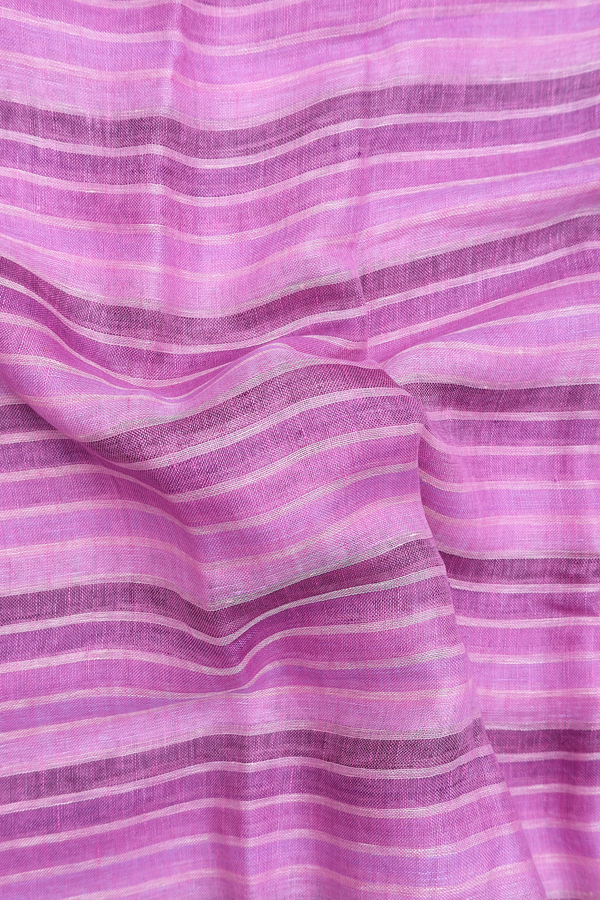 Linen Saree In Pink And Purple With Stripes Design