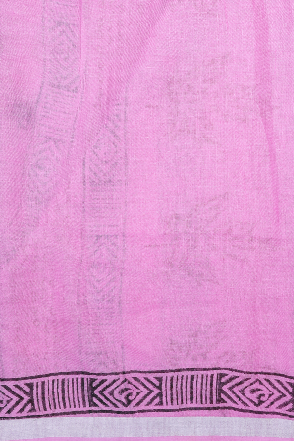 Linen Saree In Pink With Floral Printed Design