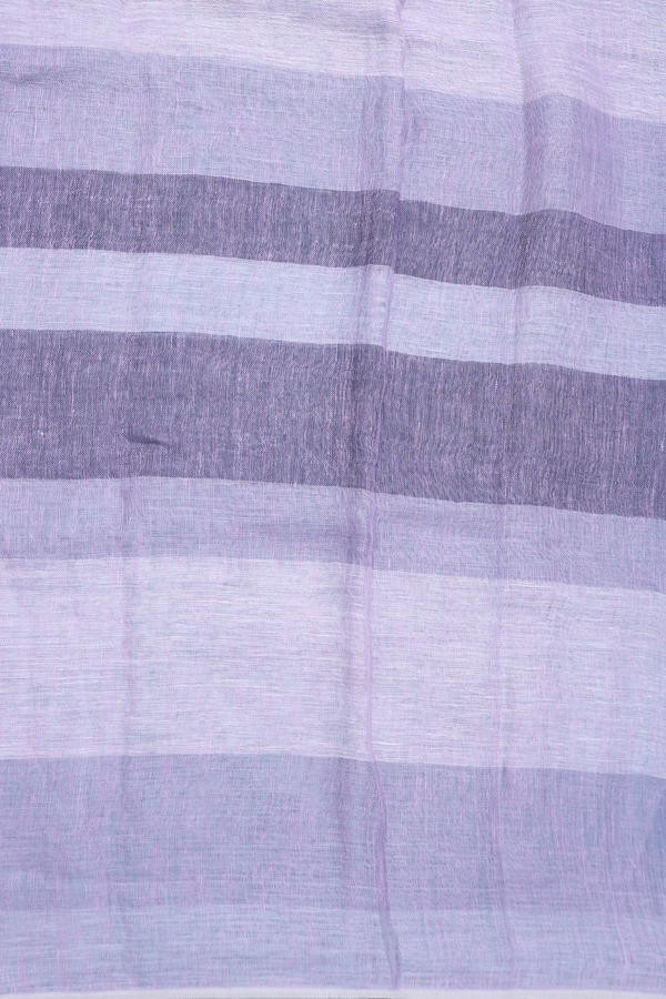 Linen Saree In Shades Of Blue With Stripes Design