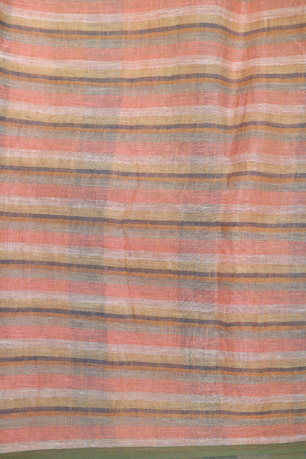 Linen Saree In Shades Of Multicolor With Checks Design
