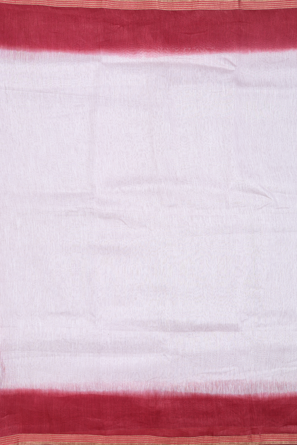 Linen Saree In Plain White With Contrast Border