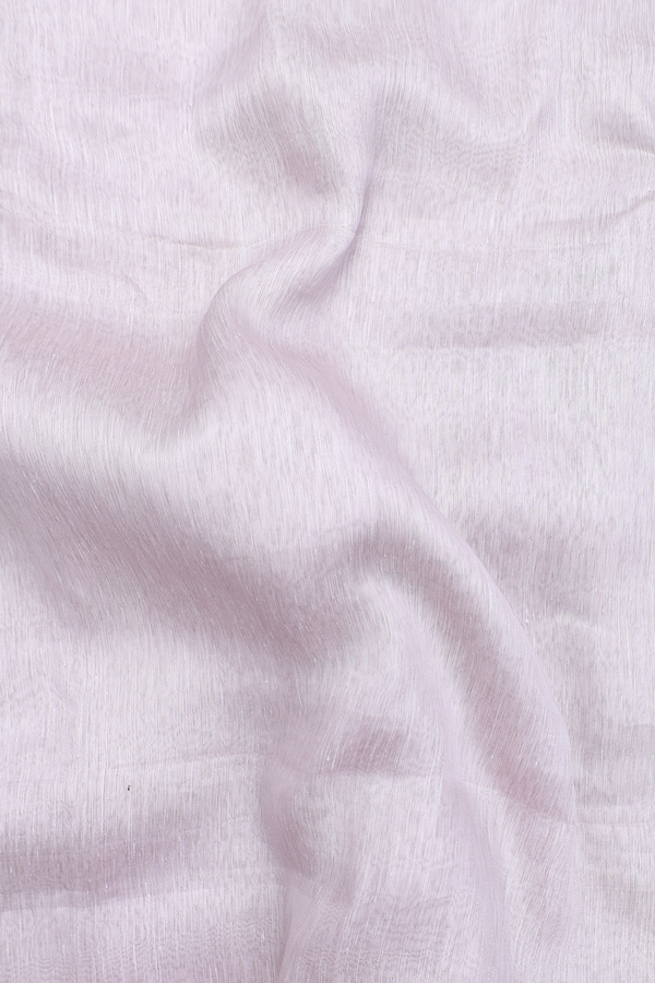 Linen Saree In Plain White With Contrast Border